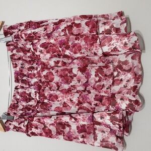 Express women mini tiered floral skirt XL pull on pink y2k party Festival Rodeo
